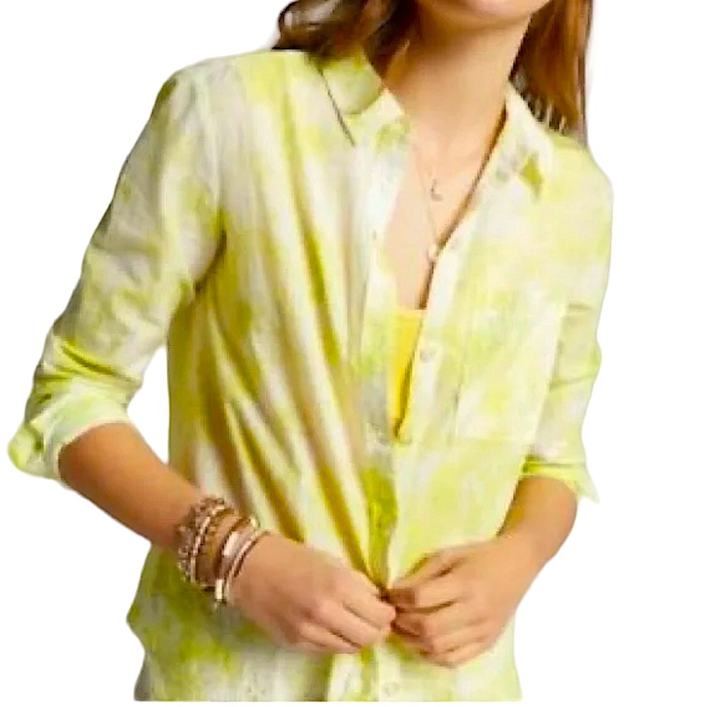 PILCRO & THE LETTERPRESS x ANTHROPOLOGIE: Cait Button Down Tie Dye -Size Medium